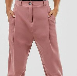 Tailored Pleated Button Pants- Dusty Pink Size 8